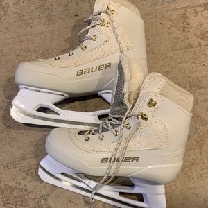 Bauer Cream Ice Skates with Gold Accents